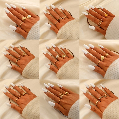 Roestvrijstalen Vergulde Verstelbare Open Ringen Voor Dames Elegante Boho Vintage Sieraden Hart Maan Ster Schelp Decor