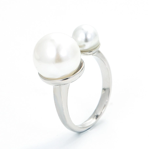 Artificial Pearl Ring Copper 18K Gold Plated White Imitation Artificial Pearls Adjustable Open Minimalist Elegant Finger Jewelry Women