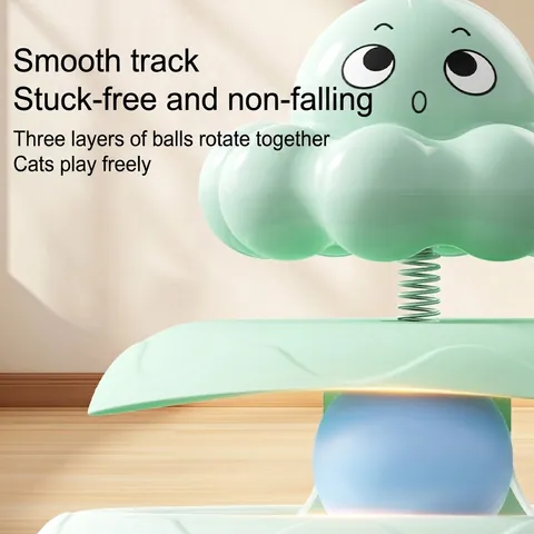 Juguete Interactivo Para Gato Plato Giratorio Con Pluma Resorte PP Plástico Antideslizante Para Gatitos Juego Interior