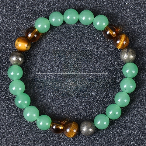 Natural Stone Beaded Bracelet Handmade Tiger's Eye Crystal Alloy Spacers Healing Health Wealth Success Elastic Unisex