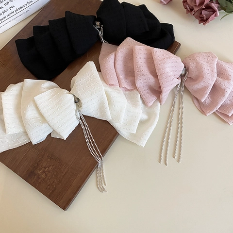 Molletta Per Capelli Elegante Con Fiocco E Nappe Di Strass Tessuto Di Pizzo Dolce Fermaglio A Molla Per Donne Accessorio