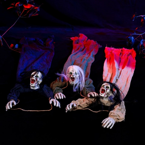 Halloween Hanging Ghost Decoration Scary Long Hair Blood Stained Ghost Prop For Haunted House Escape Room Party Layout Layout Decor