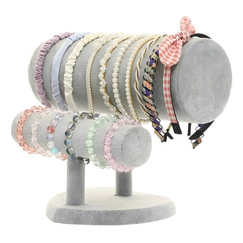 Schmuckständer Samt Doppellagig T-Bar Stirnband Organizer Herzförmige Basis Für Armband Uhr Haarreif Aufbewahrung