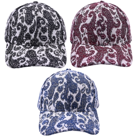 Paisley Baseball Cap Polyester Twill Adjustable Metal Buckle Retro Curved Brim Outdoor Leisure Hat For Men Women