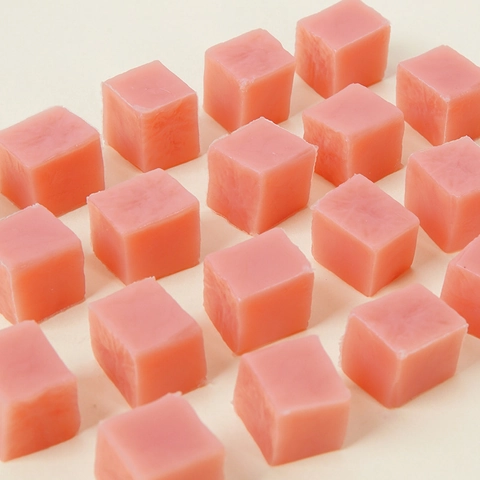 Miniature Simulation Ham Cubes Food Play Ingredients PVC Material For Dollhouse Pretend Play Cooking Kitchen Toy Pink
