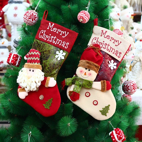 Calza Di Natale Grande Sacchetto Regalo Con Motivi 3D Babbo Natale Pupazzo Di Neve Renna Ornamenti Appesi