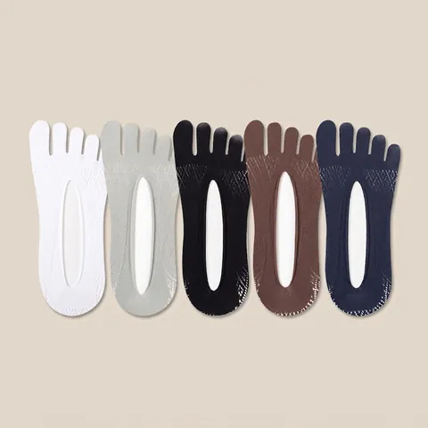 Men Thin Velvet Five-Toe No Show Socks Polyester Mesh Breathable Invisible Socks Low Cut Liner Non-Slip Toe Separation Socks