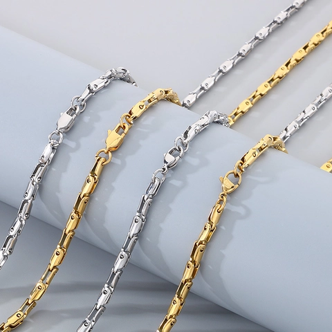Collana E Bracciale In Acciaio Inossidabile Catena A Maglia Geometrica Per Uomo Stile Hip Hop Versatile