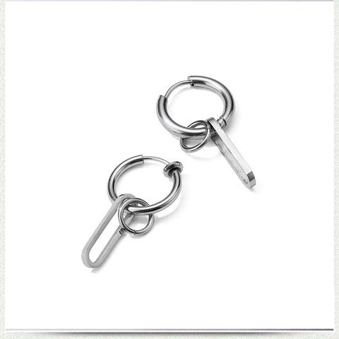 Orecchini A Cerchio Hip Hop Con Pendente Geometrico Ovale Lungo In Acciaio Al Titanio Gioielli Punk Per Uomo Unisex
