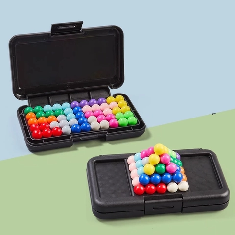 IQ Puzzle Smart Magic Beads 3D Pyramid Logic Game Plastic Educational Brain Teaser Training Toy Portable Case Kids Adults