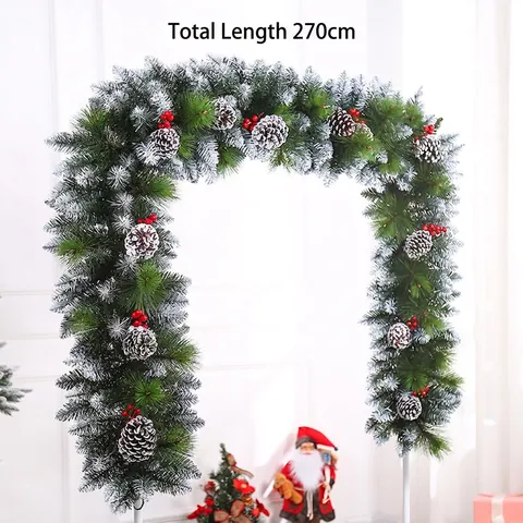 Ghirlanda Di Natale Artificiale Aghi Di Pino Pigne Bacche Rosse Nevicata Decorazione Murale Festiva