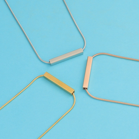 Minimalistische Bar Anhänger Kette Edelstahl Poliert Schlangenkette Modeschmuck Für Damen