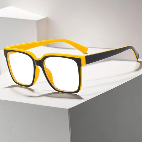 Occhiali Montatura Quadrata Anti Luce Blu TR90 Leggeri Moda Lenti Trasparenti Tendenza Chic Per Uomini Donne