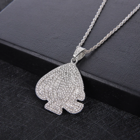 Collana Con Ciondolo A Cuore Asso Di Picche Lega Strass Hip Hop Streetwear Gioielli Di Moda Per Uomo Donna