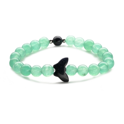 Naturstein Perlenarmband Mit Schmetterling Fischschwanz Anhänger Elastischer Edelsteinschmuck Für Damen Herren
