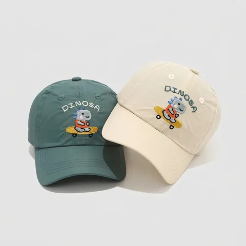 Kids Baseball Cap Cotton Skateboard Dinosaur Embroidery Breathable Sun Protection Adjustable Outdoor Fashion
