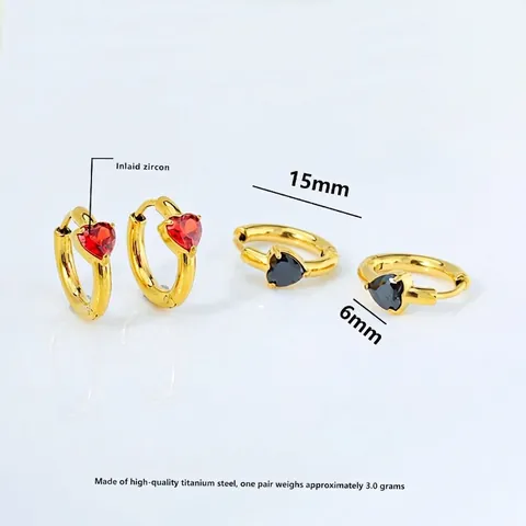 Orecchini A Cerchio Cuore Acciaio Al Titanio Zirconia Cubica Gioielli Donna Minimalista Resistente Allo Scolorimento Stile Francese