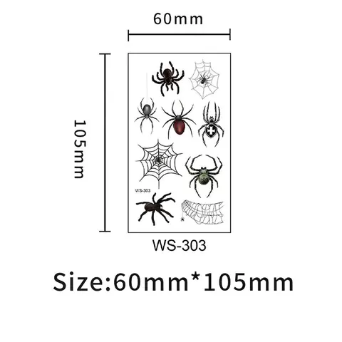 3D Realistische Spinne Temporäre Tattoo Aufkleber Wasserdicht Halloween Spinnennetz Körperkunst Gothic Horror Kostüm Zubehör