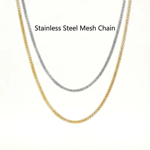 Collana Minimalista Con Catena A Maglia In Acciaio Inossidabile Maglia Intrecciata Da Donna Eleganti Accessori Per Gioielli Placcati In Oro Con Chiusura A Moschettone