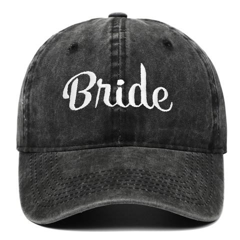 Washed Cotton Baseball Cap Embroidered Bride Groom Lettering Vintage Retro Adjustable Wedding Party Sun Hat
