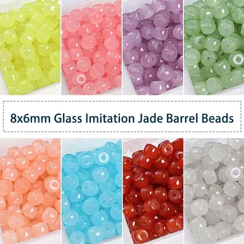 Multi Color Glass Loose Beads Imitation Jade Barrel Shape Spacer Beads For DIY Jewelry Making Bracelet Necklace Handcraft
