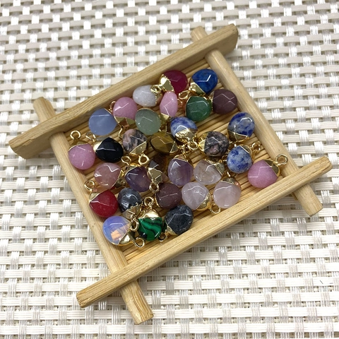 Facettierte Ovale Naturstein Anhänger Mit Vergoldeter Kappe Tränenform Kristall Charms Für DIY Schmuckherstellung
