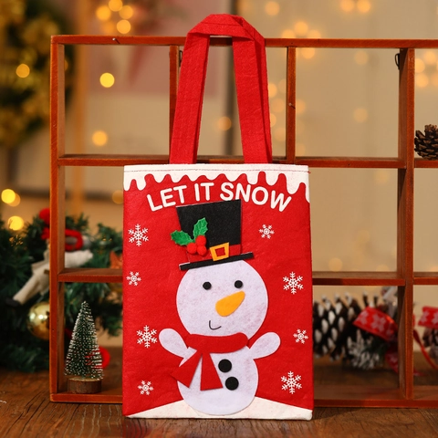 Christmas Felt Gift Bags Santa Snowman Reindeer Elf Pattern Candy Tote Bags For Kids Holiday Party Favor Supplies