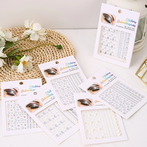 Gemas Faciales Pegatinas Corporales Autoadhesivas 3D Nail Art Diamantes Imitación Perlas Artificiales Sintéticas Maquillaje DIY