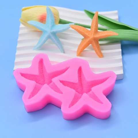 Zeester Siliconen Vorm Dubbele Holte Roze Flexibel Voor Fondant Chocolade Taart Decoratie DIY Zeep Klei Bakken
