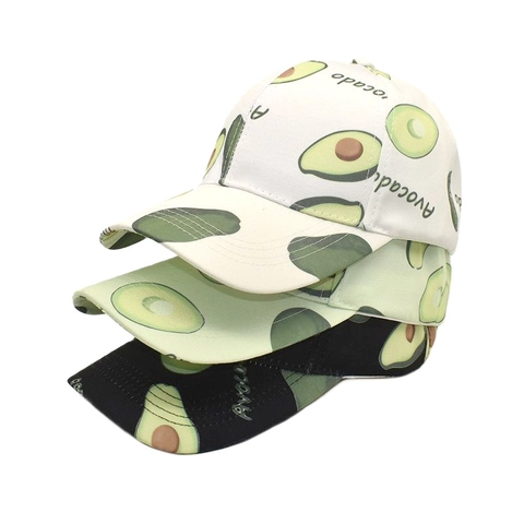 Avocado Print Honkbalpet Voor Dames Fruitpatroon Polyester Zomer Zonbescherming Verstelbare Outdoor Casual Sportmuts