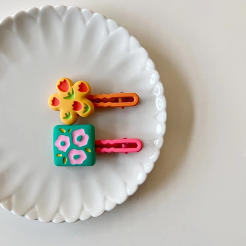 Mollette Per Capelli Bambini Resina Lega Colorato Geometrico Forcine Per Ragazze Disegni Animati Dolce Stile Coreano