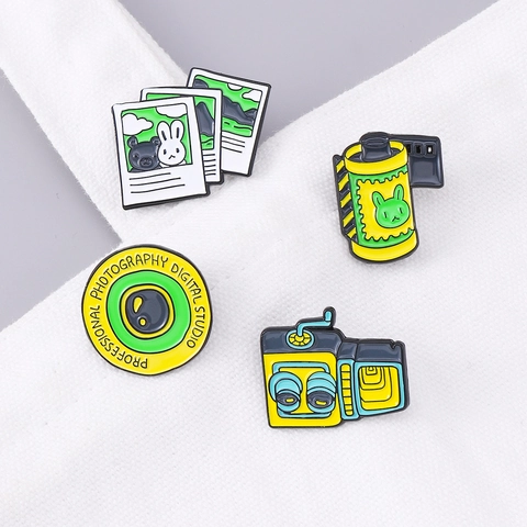 Vintage Camera Filmrol Emaille Pins Legering Fotografie Badge Broche Cartoon Mode Voor Rugzak Jas Unisex