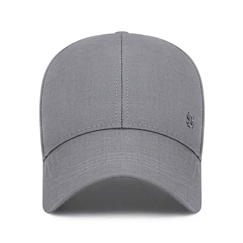 Herren Baseballkappe Strukturierter Stoff Sonnenschutz Outdoor Verstellbare Gebogene Krempe Hut Mit Metall Logo Business Casual