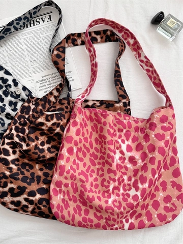 Große Kapazität Schultertasche Leopard Muster Leinwand Polyester Tote Hobo Handtasche Mode Damen