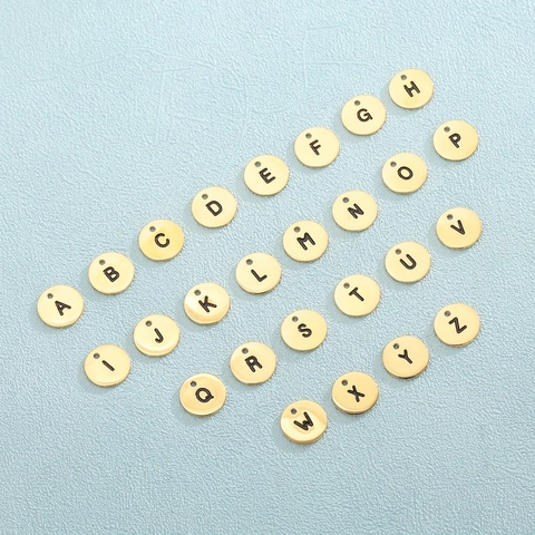 Stainless Steel Alphabet Letter Charms Beads For DIY Jewelry Making Necklaces Bracelets A-Z Initial Pendants Accessories