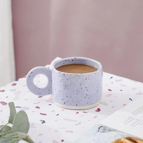 Tazza In Ceramica Nordica Design Terrazzo Inchiostro Spruzzato Grande Manico Rotondo Colore Morandi Tazza Da Caffè Casa Ufficio