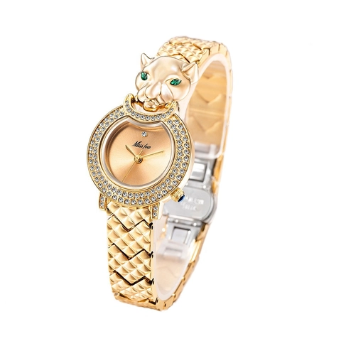 Montre À Quartz Pour Femmes Luxe Design Léopard Strass Incrusté Bracelet En Alliage Montre Élégante Pour Dames