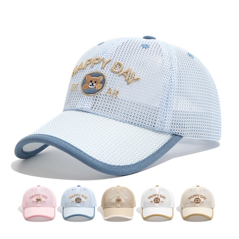 Kinder Mesh Baseball Cap Atmungsaktiv Sommer Sonnenhut Süße Bär Stickerei Verstellbar Outdoor Trucker Hut