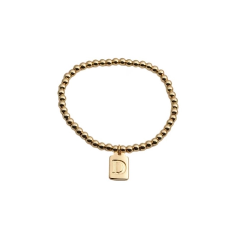Bracciale Con Perline E Ciondolo Lettera Iniziale Rame Placcato Oro Pendente Quadrato Gioielli Di Moda Minimalisti