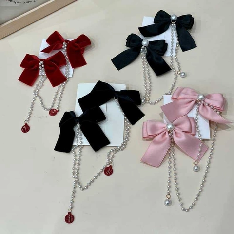 Barrettes À Cheveux Nœud Avec Glands En Künstliche Perles Velours Satin Coiffe Princesse Pour Filles Enfants Accessoires Cheveux Nouvel An