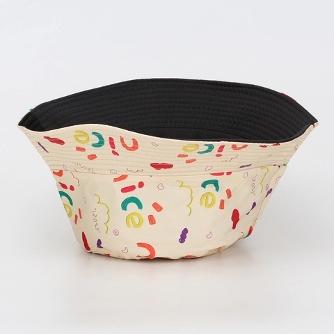 Wendbarer Fischerhut Polyester Sonnenschutz Sommer Outdoor Graffiti Druck Bunter Buchstaben Nice Muster Lässig