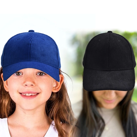 Gorra De Béisbol De Pana Color Sólido Protección Solar Ajustable Gorra Casual Para Padres E Hijos Vintage Moda