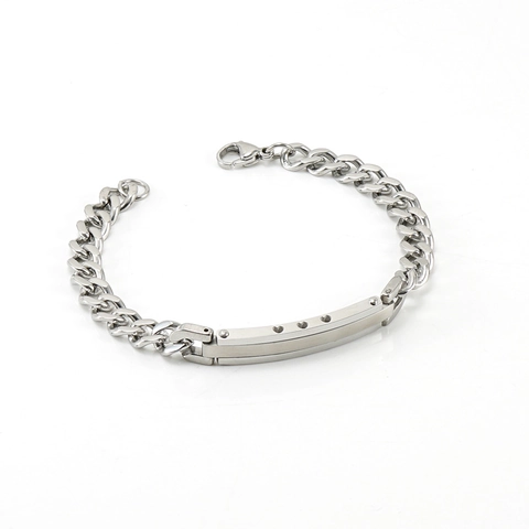 Pulsera ID De Cadena Cubana De Acero Inoxidable Para Parejas Corazón Hueco Chapado En Oro 18K Joyas Hombres Mujeres