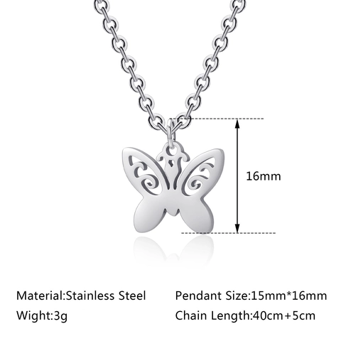 Collar Con Colgante De Mariposa Hueca Acero Inoxidable Minimalista Cadena De Clavícula Joyería Para Mujer