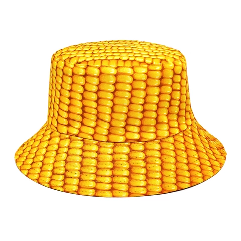 Bob Imprimé Grains De Maïs Réaliste Créatif Réversible Extérieur Mode Protection Solaire Décontracté Polyester Rétro Unisexe Nouveauté