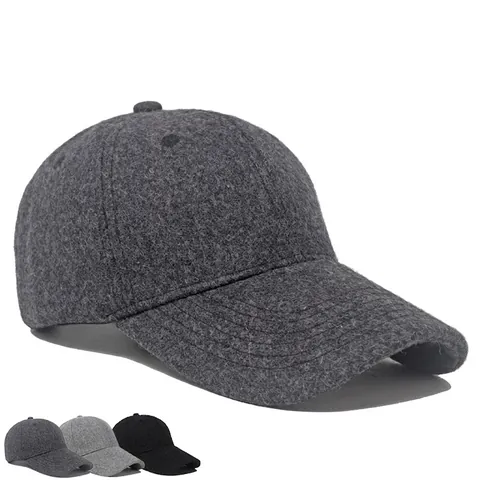 Gorra De Béisbol De Lana Cálida De Invierno Gruesa A Prueba De Viento Casual Al Aire Libre Ajustable Color Sólido