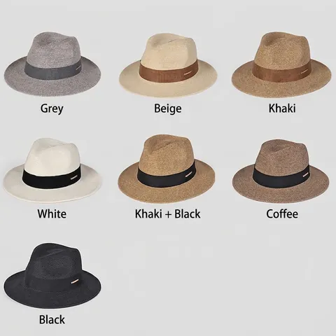 Cappello Fedora Di Paglia Estivo Tesa Larga Carta Protezione Solare Spiaggia Vacanza Decorazione Nastro Donne Uomini Traspirante