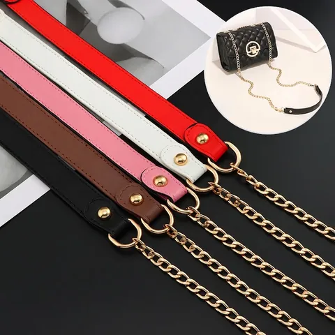 Replacement Bag Strap PU Leather Metal Chain Shoulder Crossbody Handbag Accessories Lobster Clasp Fashion Elegant