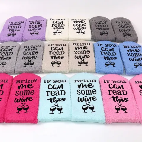Lustige Weinsocken Rutschfest Korallenvlies Dick Warm Winter Home Schlafsocken Boden Socken Neuheit Geschenk