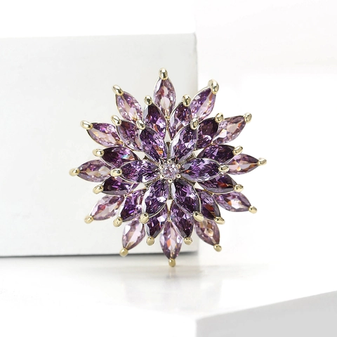 Broche Fleur De Flocon De Neige Élégante Cuivre Zircone Haut De Gamme Bijoux De Robe Pour Femmes